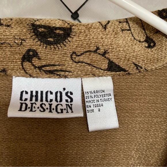 CHICOS DESIGN Shacket Jacket Egyptian Hieroglyphics Zip Womens 12 Chicos 2 - Picture 11 of 16